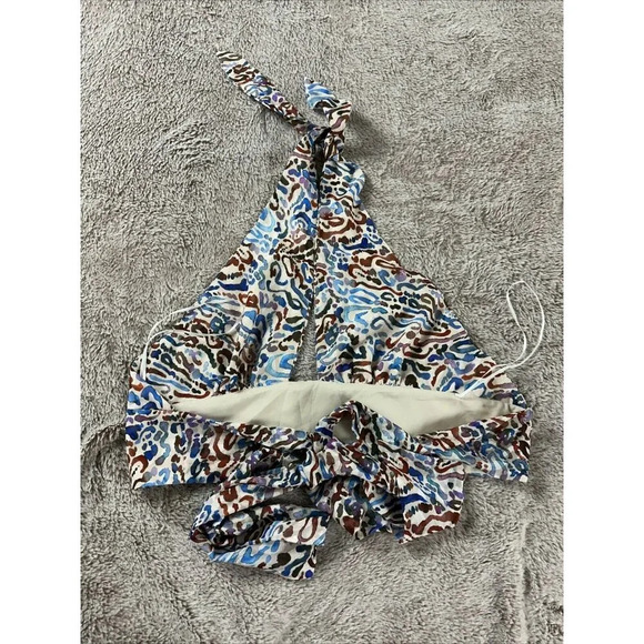 Amanda Uprichard Lavera Crop Top in Lynx Size M Halter Neck Tie Back Colorful - Picture 7 of 9